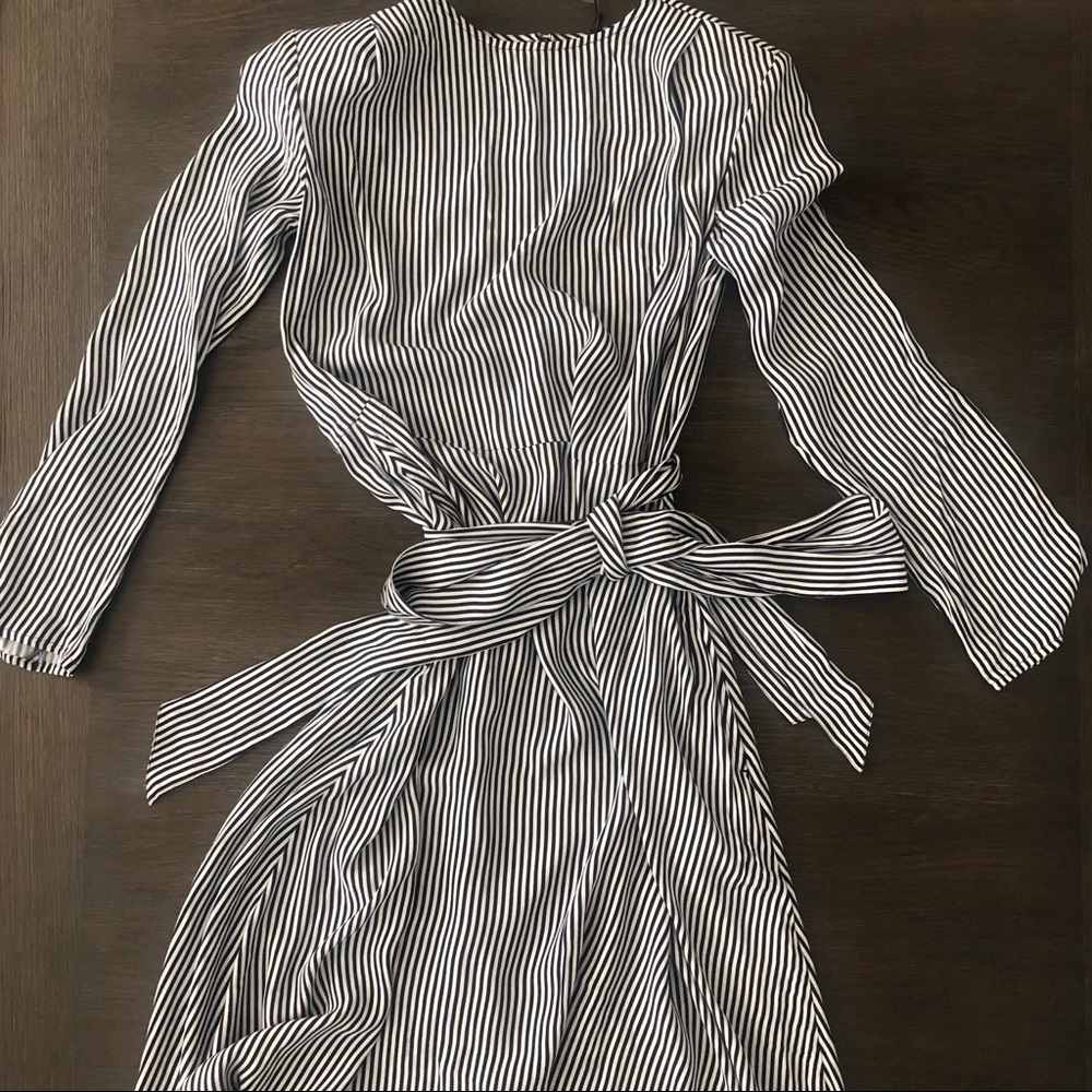 🌚Something Navy Pinstripe Long Sleeve Dress